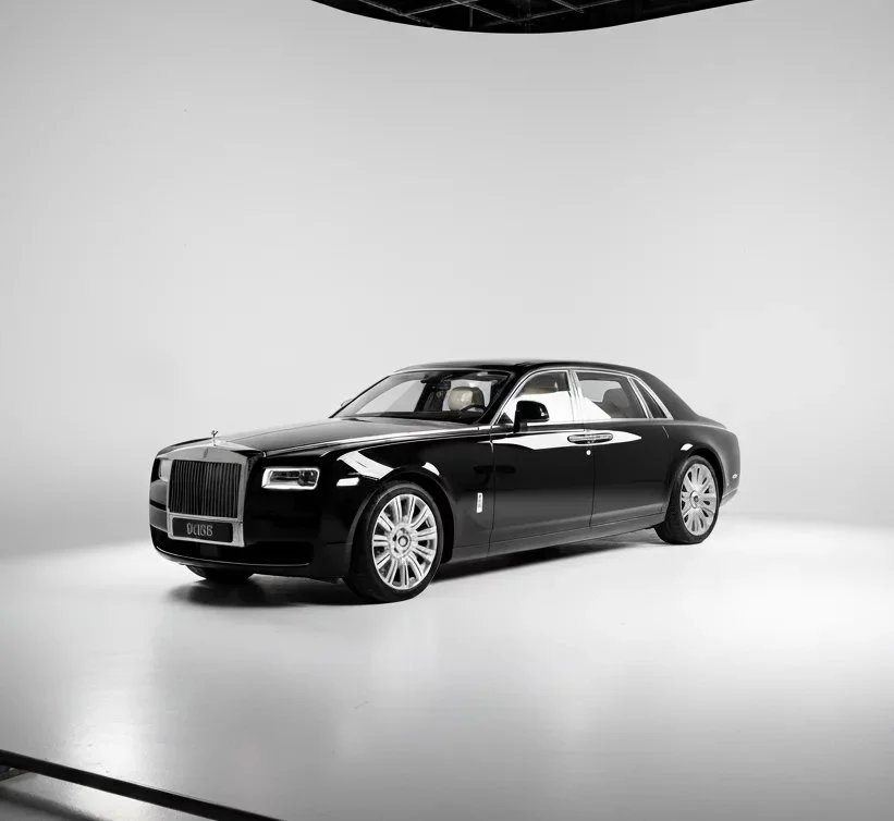 A car on a clean studio backdrop after car background removal